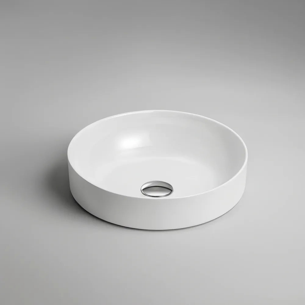 Kruhové umyvadlo na desku z bílé sanitární keramiky, Ø 40 cm, výška 12 cm