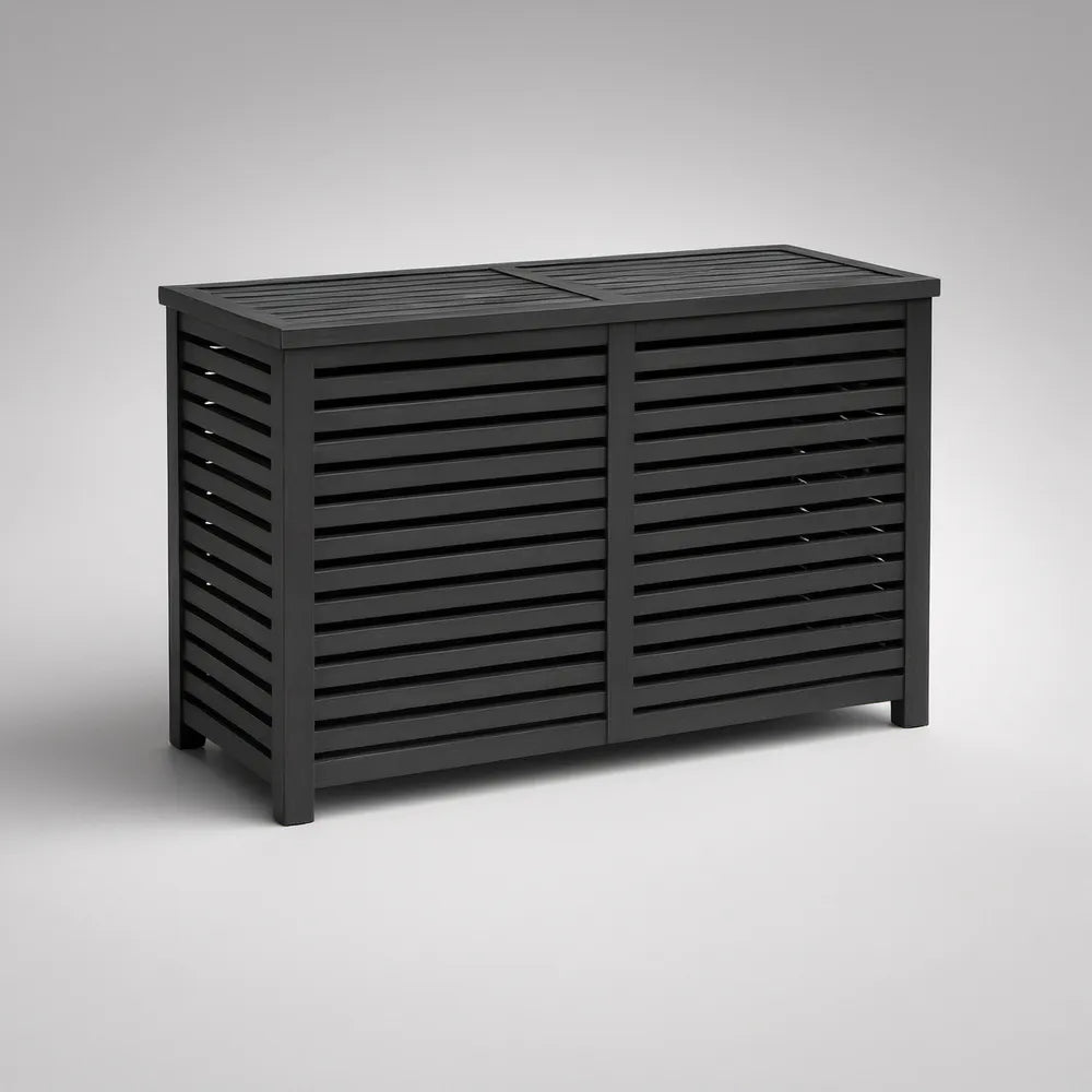 Černý bambusový prádelní koš se 2 přihrádkami, 100 × 40 × 60 cm