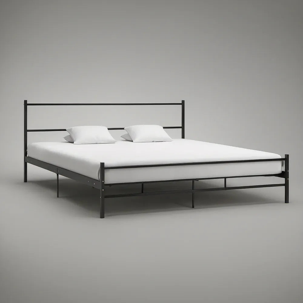 Kovová manželská postel 180 × 200 cm z černé oceli