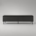 Černý TV stolek se 2 výklopnými dvířky, 180 × 40 × 55 cm, MDF a ocel